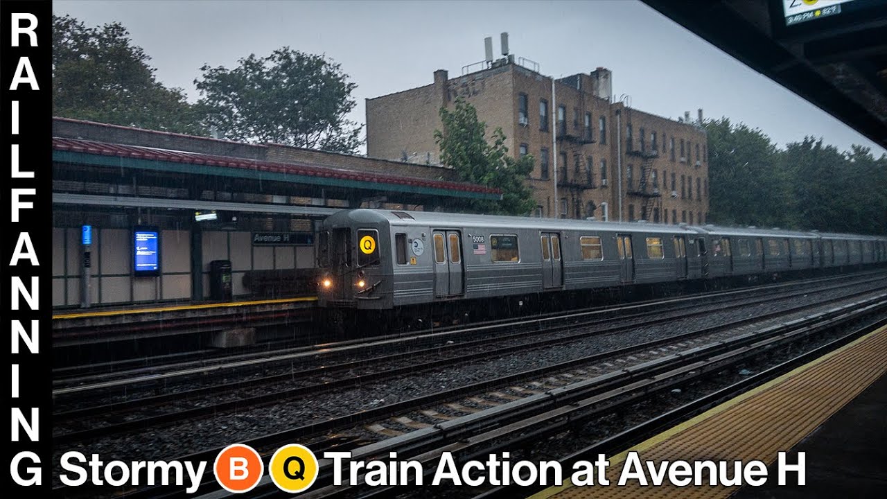 Stormy (B) (Q) Train Action At Avenue H | MTA NYC Subway
