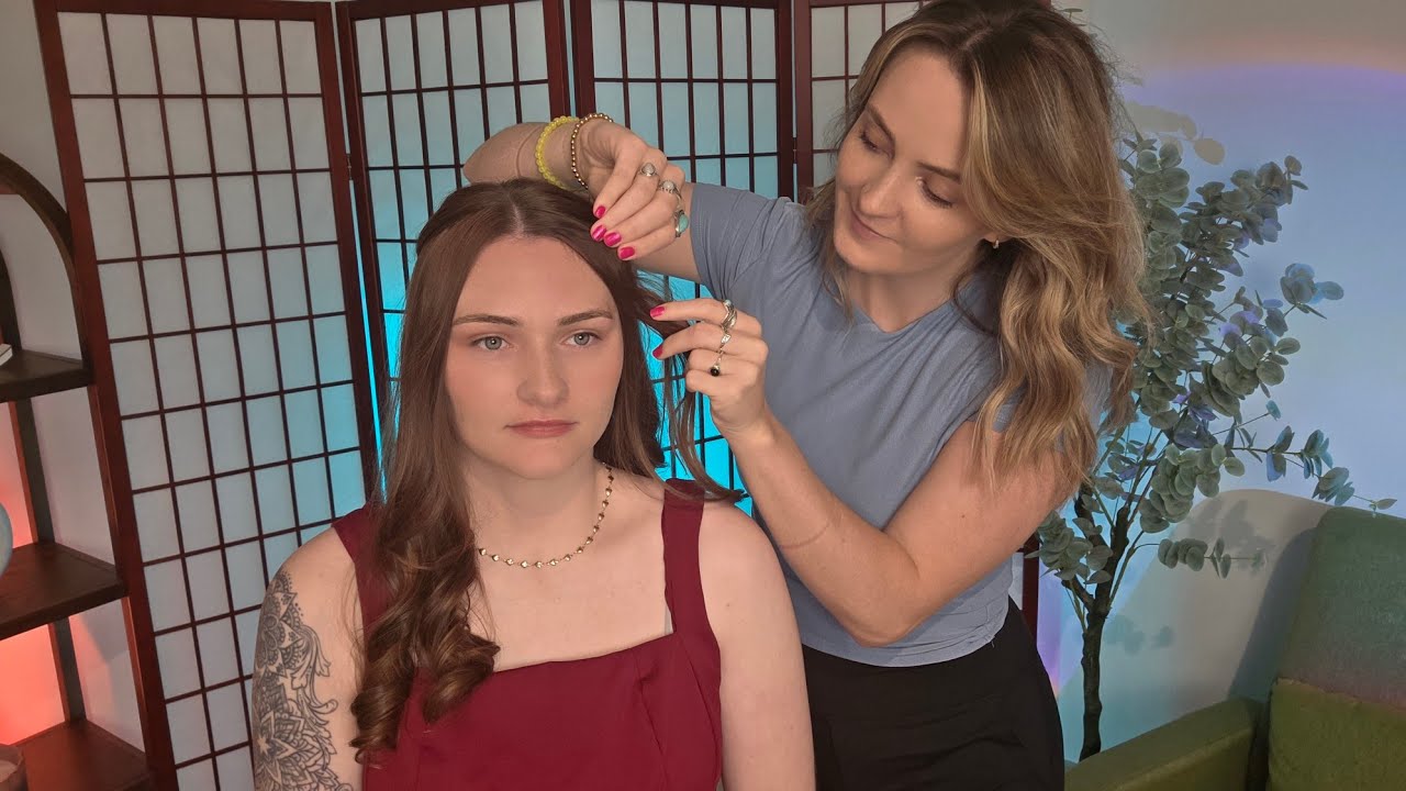 ASMR Tailor Measuring & Dress Fitting With Makeup & Hair Curling Half Up Do 