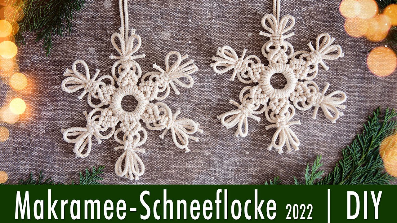 Makramee-Schneeflocke mit Zierschlaufen | DIY Anleitung für hübsche Weihnachtsdekoration
