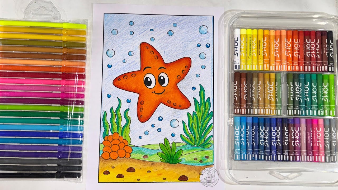 Cute Starfish Underwater Coloring ⭐🌊 | Easy Ocean Colouring  for Kids 🎨
