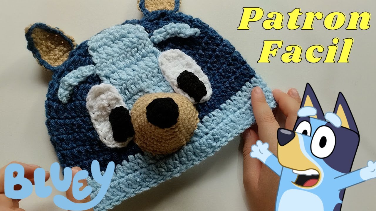 Gorro de BLUEY patrón FACIL Crochet paso a paso