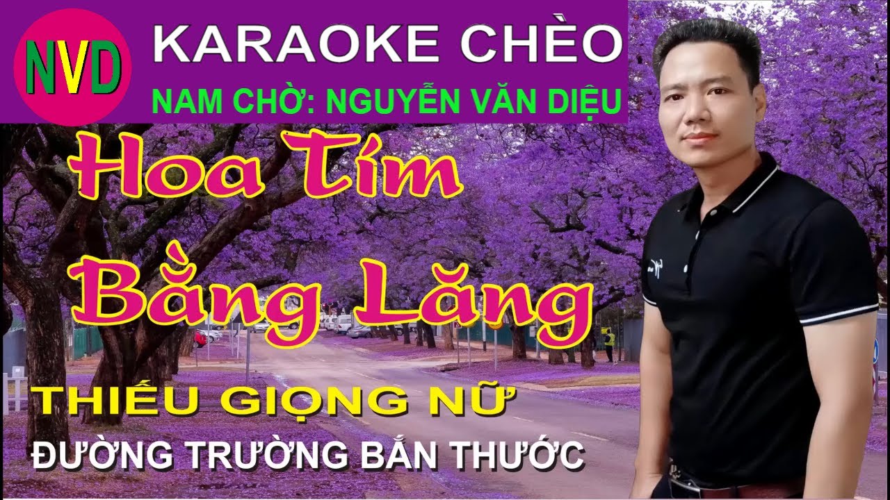 Karaoke chèo HOA TÍM BẰNG LĂNG | Nam chờ Nguyễn Văn Diệu - SL Hoàng Thành
