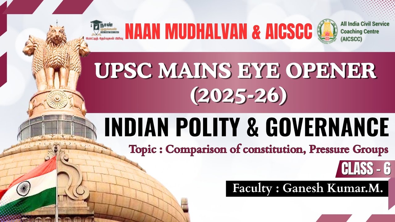 Indian Polity and Governance | Class - 6  | Naan Mudhalvan & AICSCC UPSC Mains Eye Opener 2025-26
