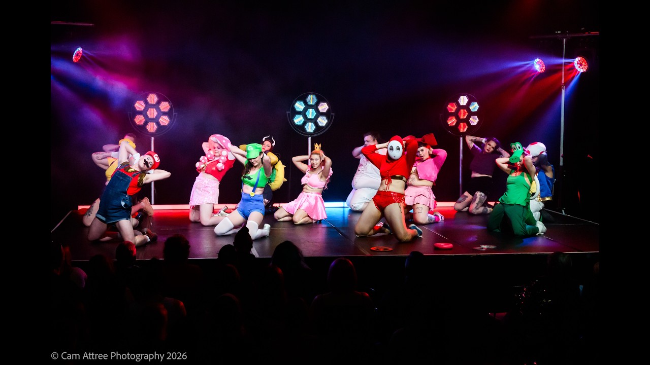 Neo Burlesque students perform Mario Party - The Bombshell Burlesque Academy