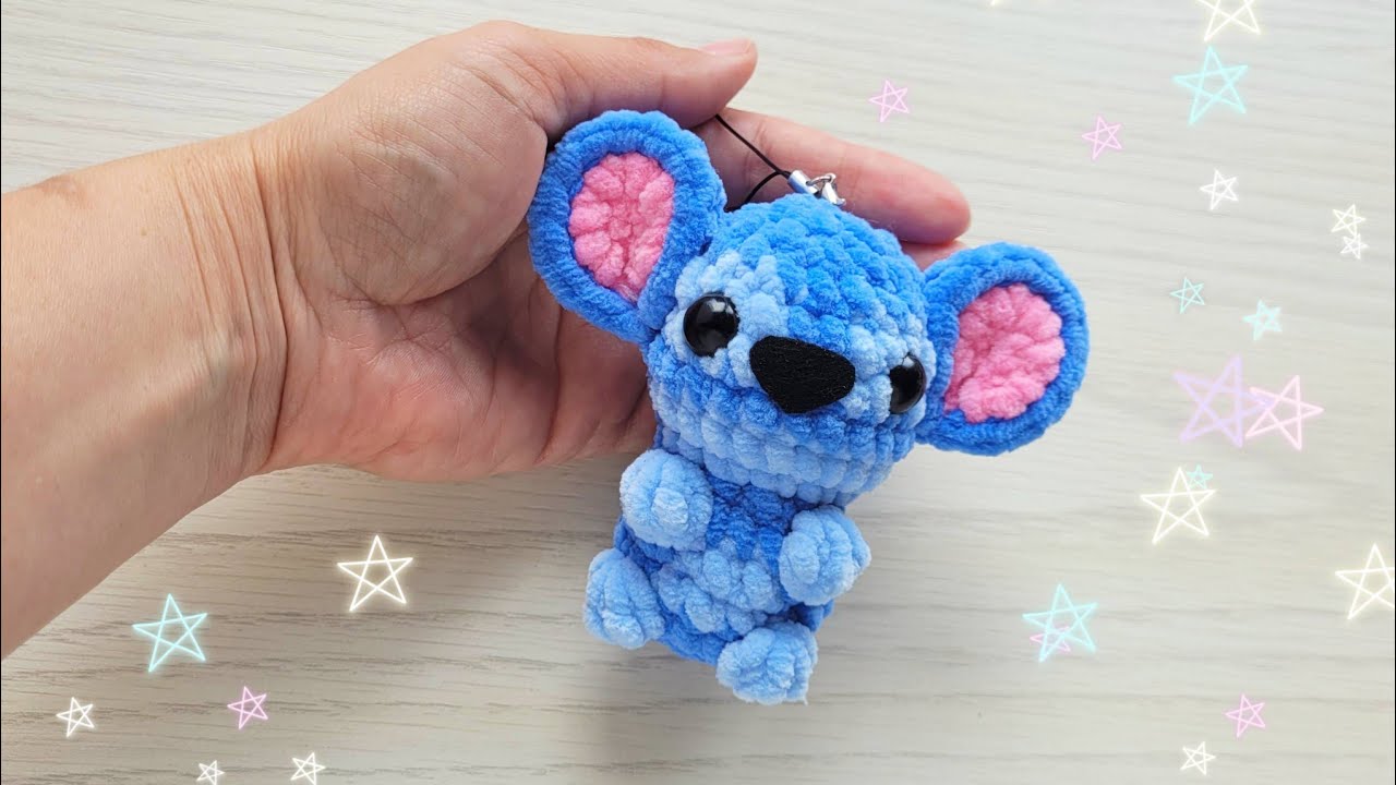 Стич брелок крючком из плюшевой пряжи💙crochet tutorial Stitch