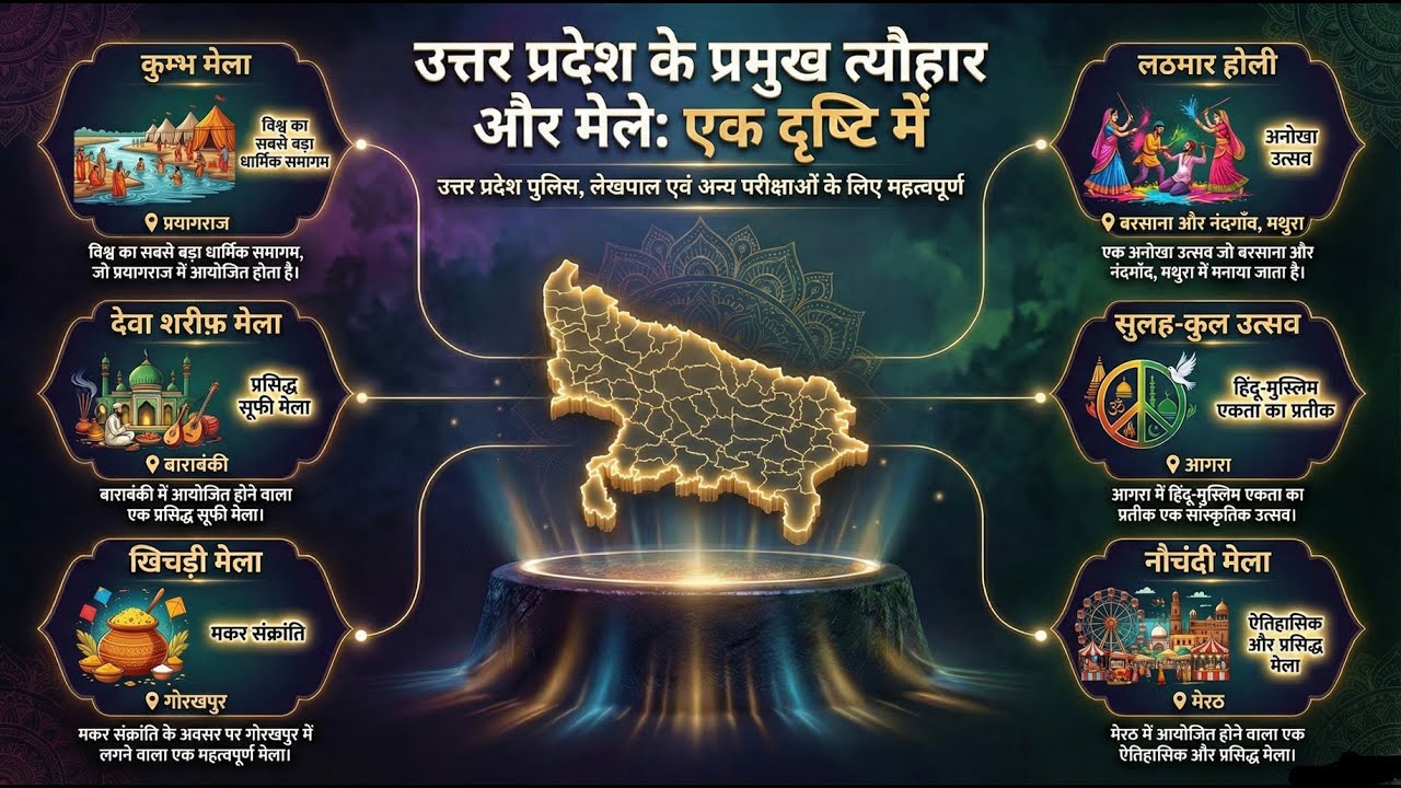 UP ke Mele aur Utsav Trick | उत्तर प्रदेश के प्रमुख मेले | UP GK Tricks for UP Police, lekhpal