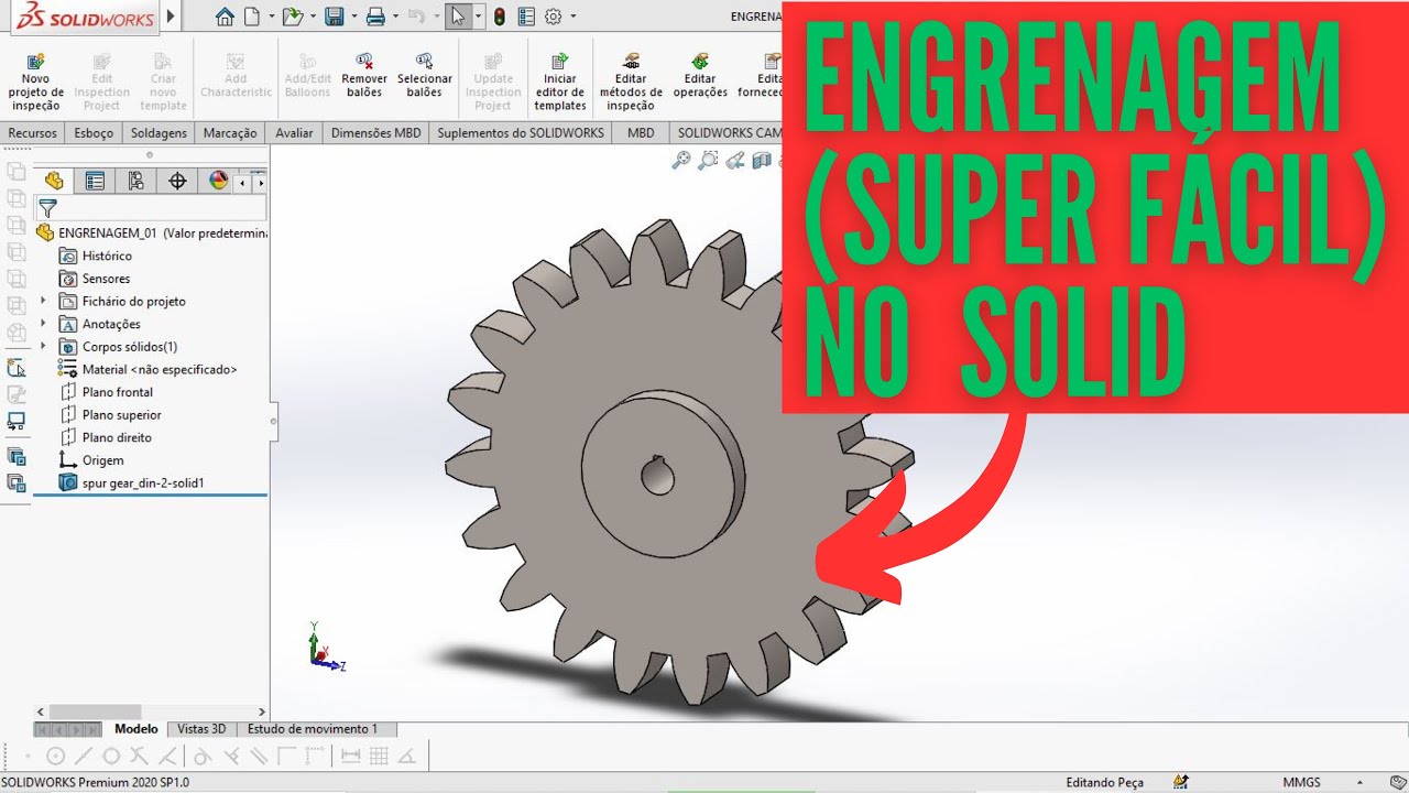 COMO FAZER ENGRENAGEM (DE FORMA FÁCIL) NO SOLIDWORKS