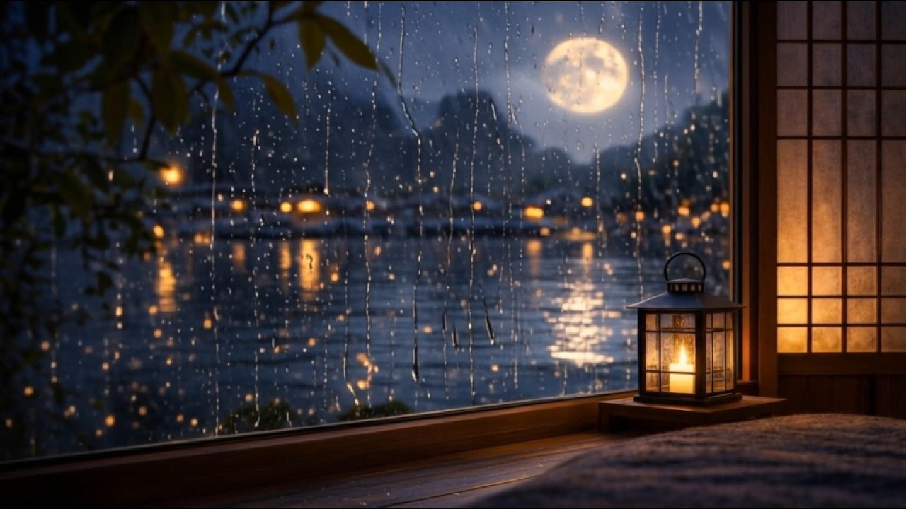 [1 Hour] Rain on Hanok Window 🌙 Soft Piano for Deep Focus & Sleep | Cozy Night Rain Sounds