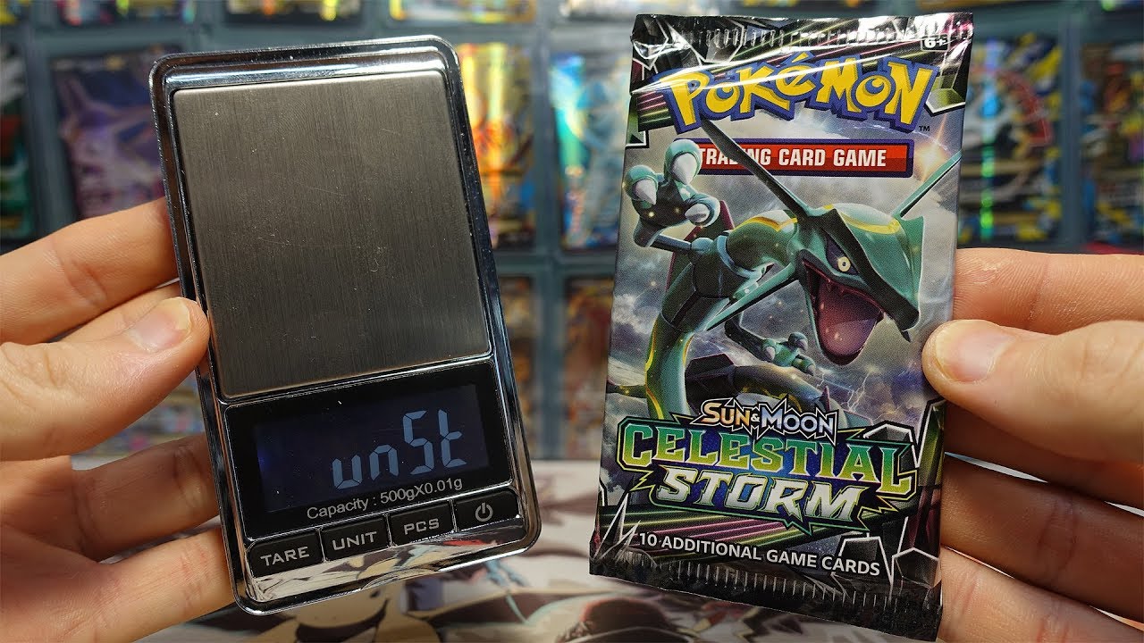 DOES IT WORK??? Weighing 18 Pokemon Celestial Storm Booster Packs!