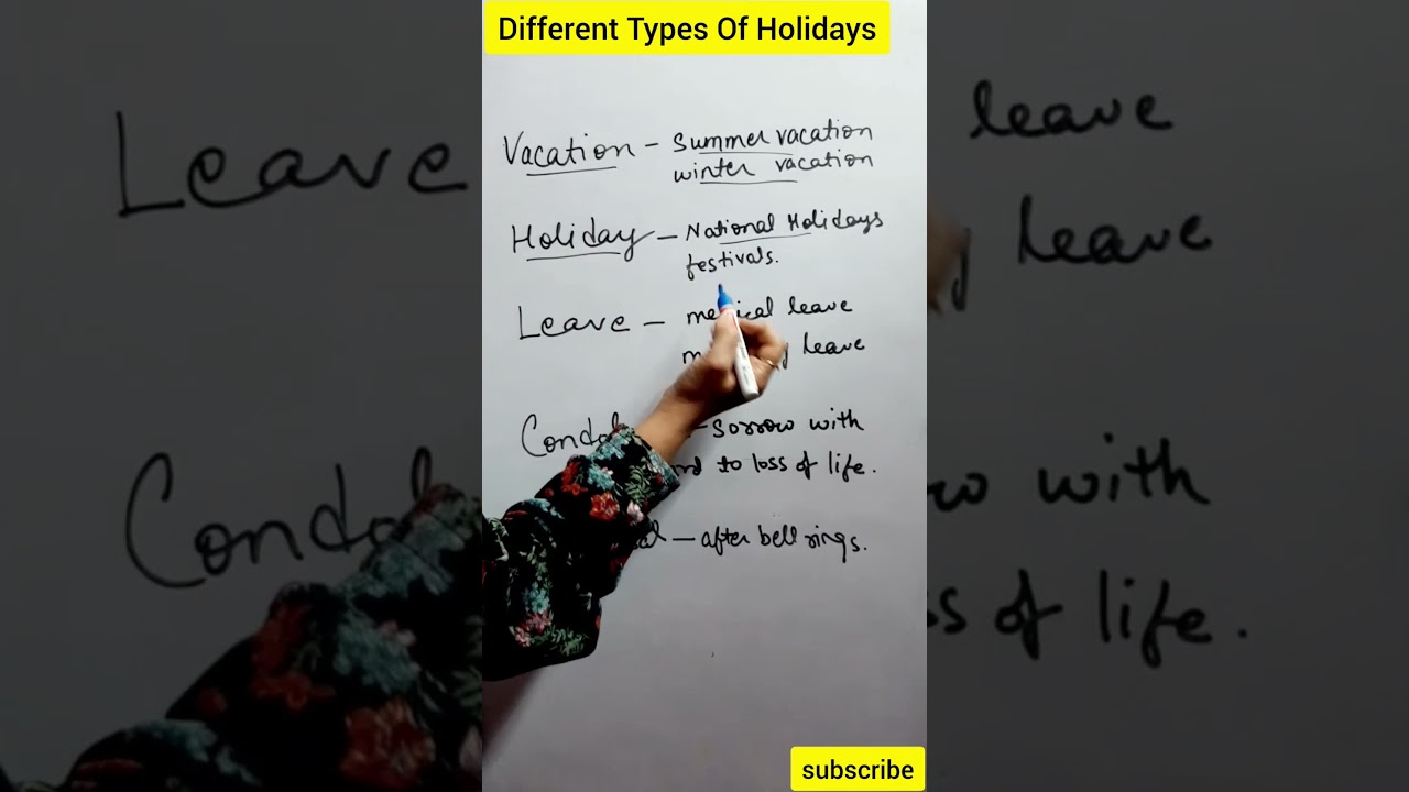 Vacation vs Holiday vs Leave vs Condolence vs Dispersal#shorts #english