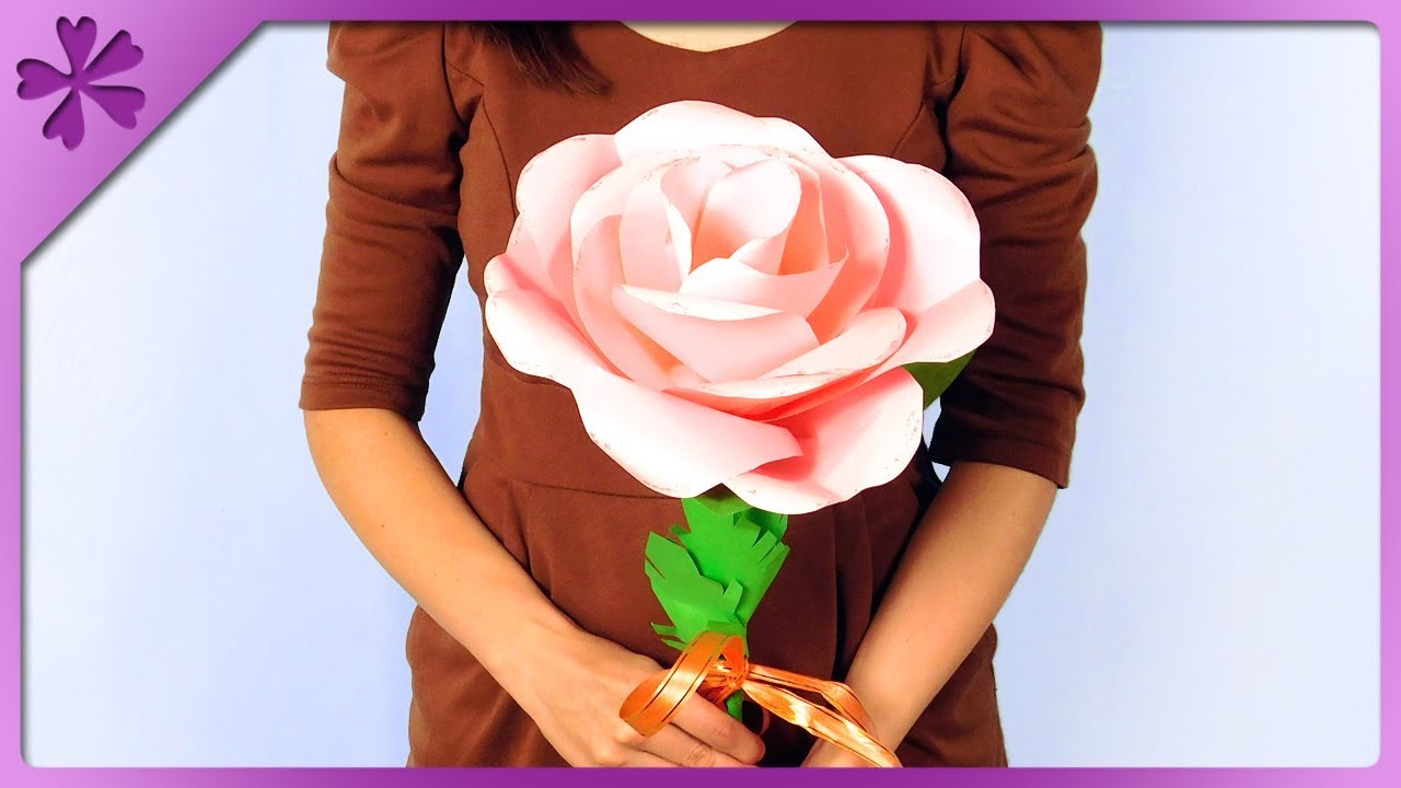 DIY How to make giant paper rose, for Teachers' Day, Mother's Day (ENG Subtitles) - Speed up #403