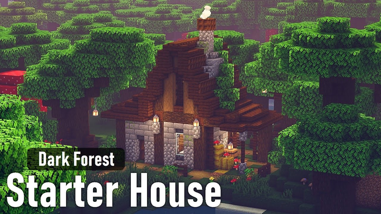 Minecraft | How to Build a Starter House in the Dark Oak Forest