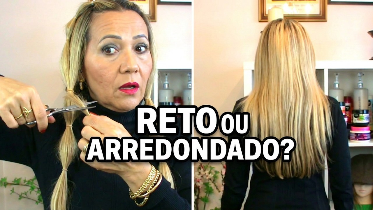 COMO CORTAR O CABELO RETO E ARREDONDADO SOZINHA PASSO A PASSO! #HairTutorial
