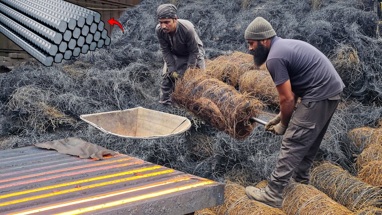 Amazing Recycling Process of Lathe Shaving Scrap to Make Iron Rods | Swarf Recycling Factory