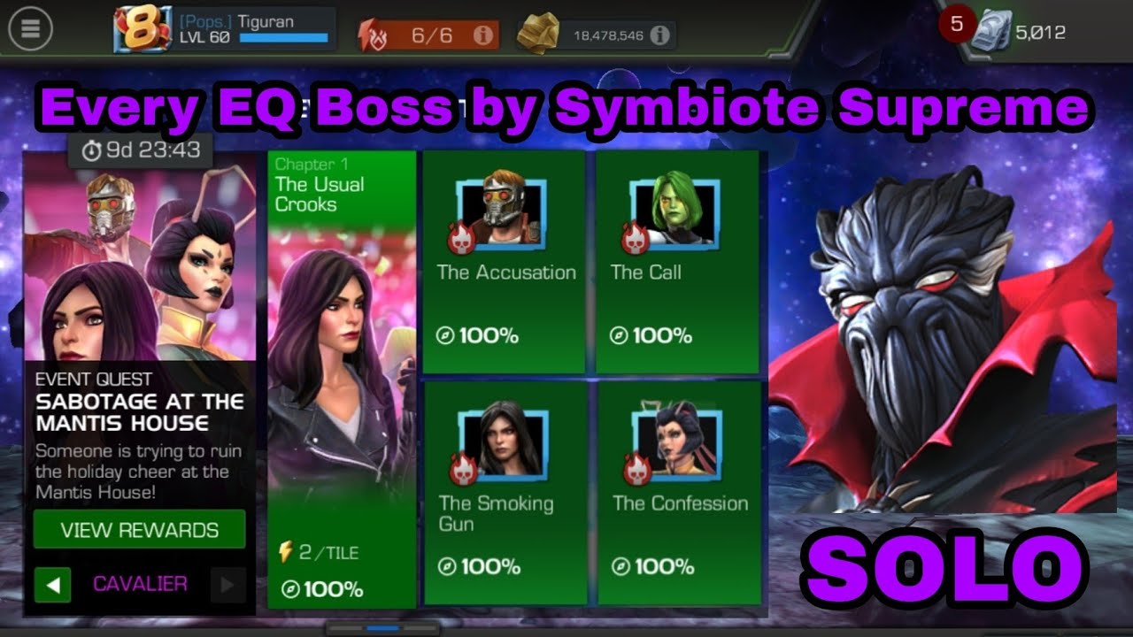 Symbiote Supreme DESTROYES 5 out of 6 Event Quest BOSSES | MCOC | Sabotage at the Mantis House EQ