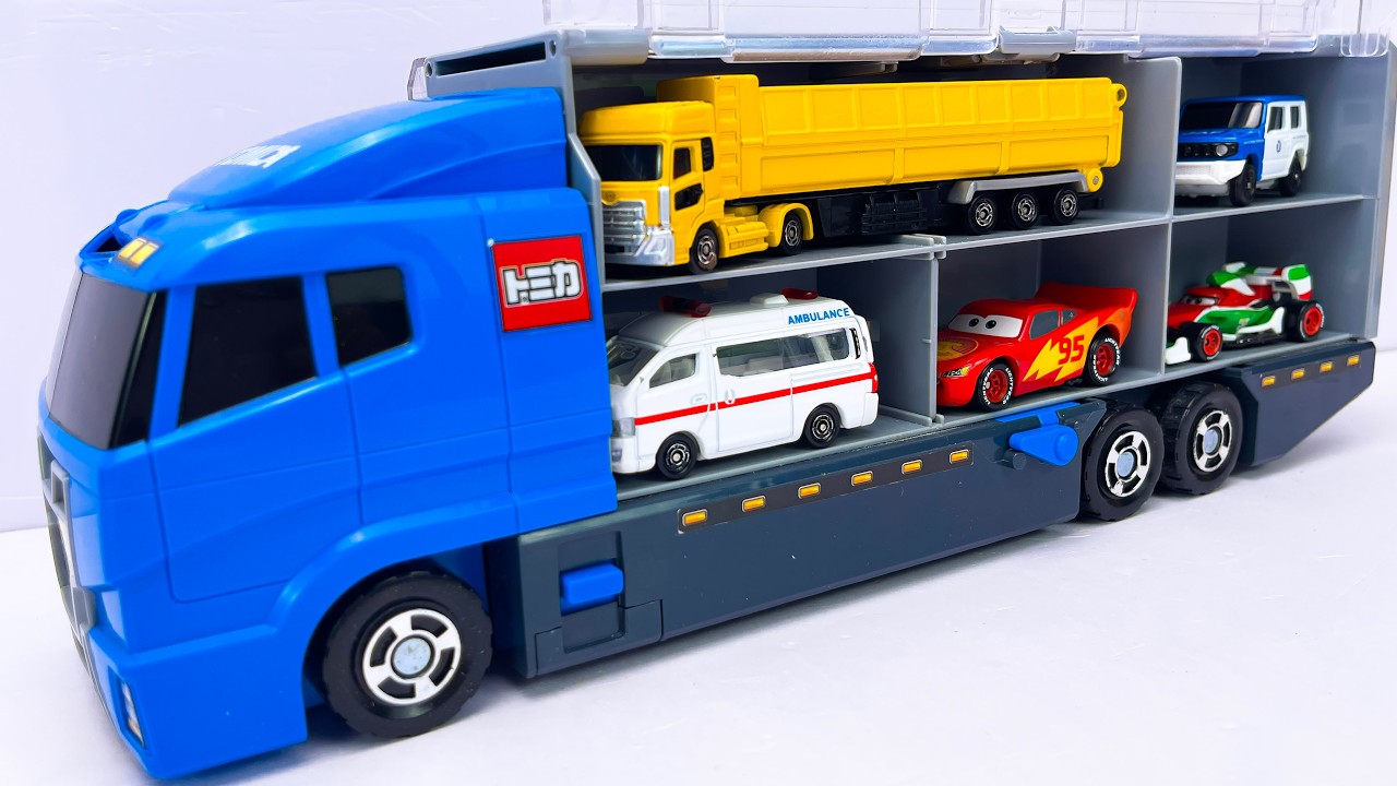 トミカ☆はたらくくるま開封＆コンボイ収納 ! ホンダNSXも参加 | Tomica Work Vehicles Unboxing & Loading into Convoy