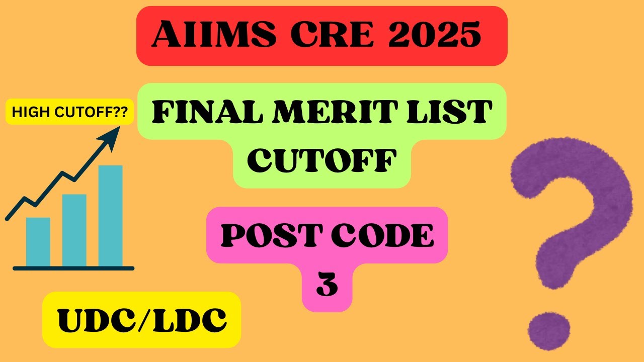 AIIMS CRE 2025 FINAL MERIT LIST CUTOFF || UDC|| EXPECTED CUTOFF MARKS ||  POST CODE 3