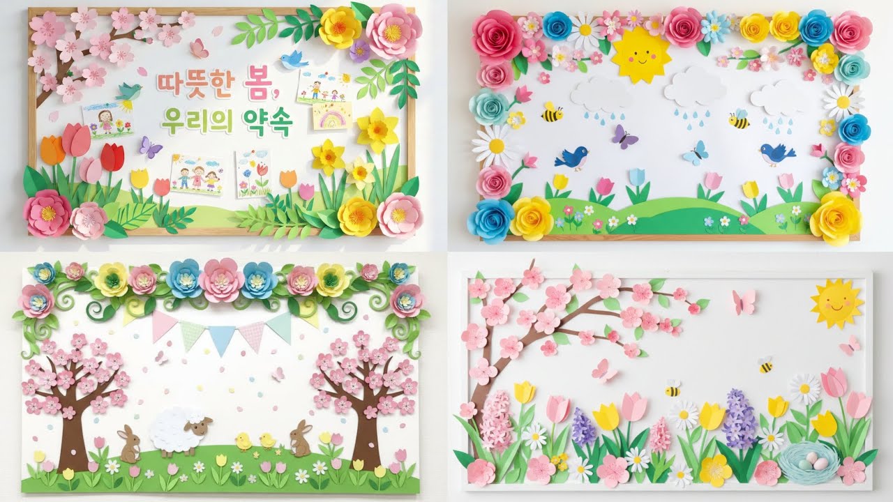 페이퍼 플라워 환경판 이미지 모음 ㅣ ​Spring-Themed Paper Flower Classroom Decor Ideas