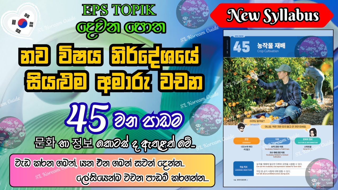 EPS TOPIK 45 පාඩමේ අමාරු වචන ලේසියෙන් මතක තබා ගන්න(නව විෂය නිර්දේශය) |45th lesson in EPS TOPIK book