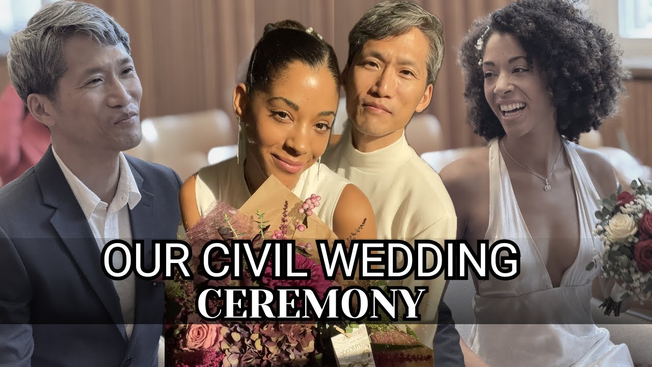OUR CIVIL WEDDING VLOG | Ceremony, Dinner, Bouquet toss | AMBW Vegan Couple 🇰🇷🇱🇺