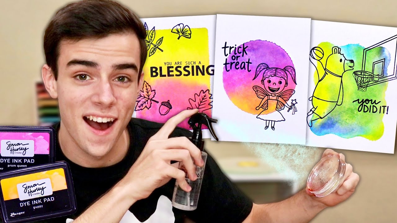 Watercolor Backgrounds With Acrylic Blocks (using Simon Hurley ink pads)!
