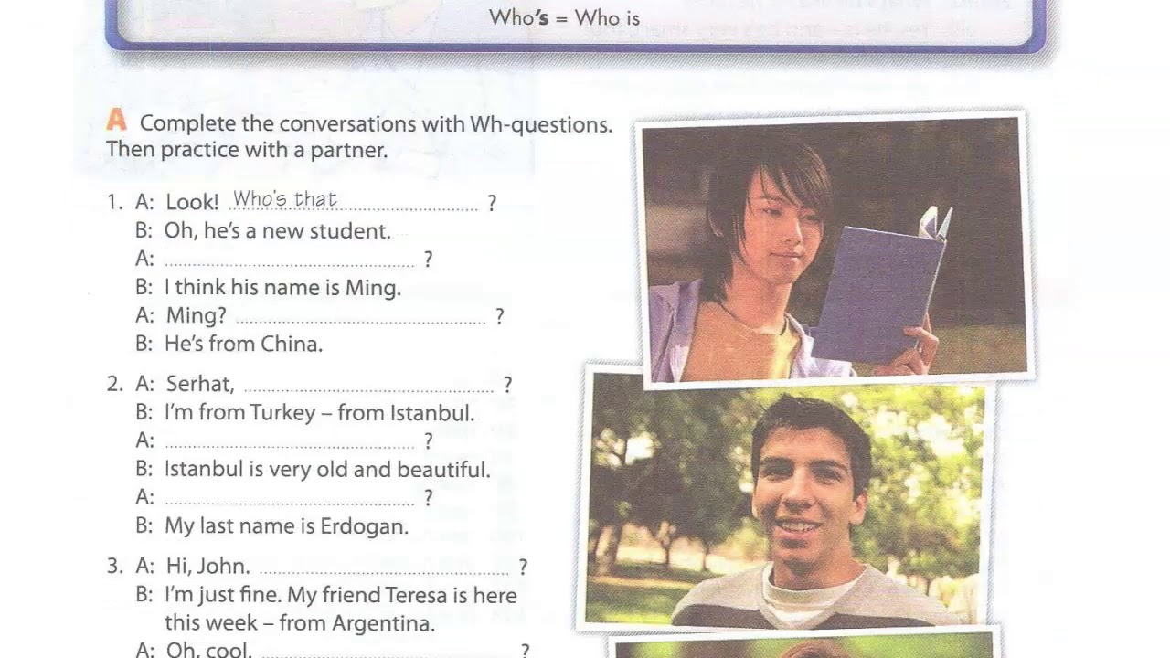 Interchange intro unit 3 exercise 8 - Wh questions with BE