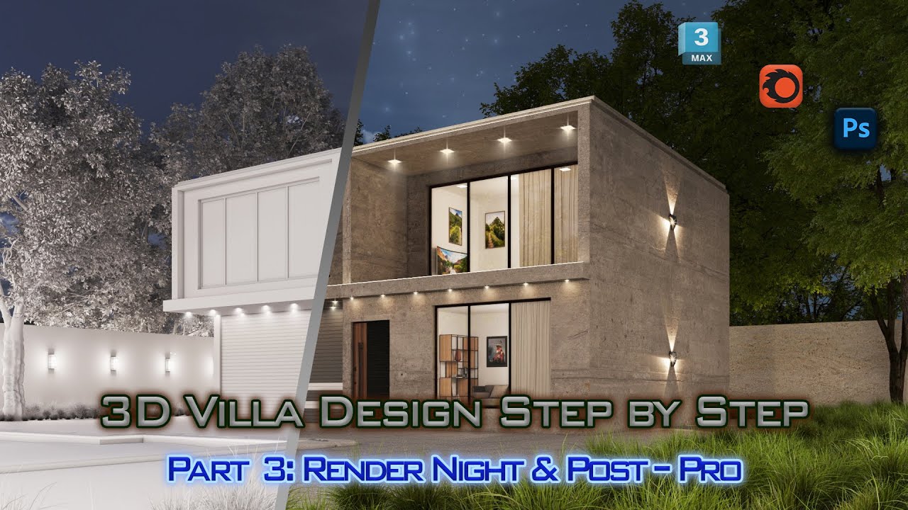 Architectural Night Render Masterclass | Materials, Lighting & Post-Production!