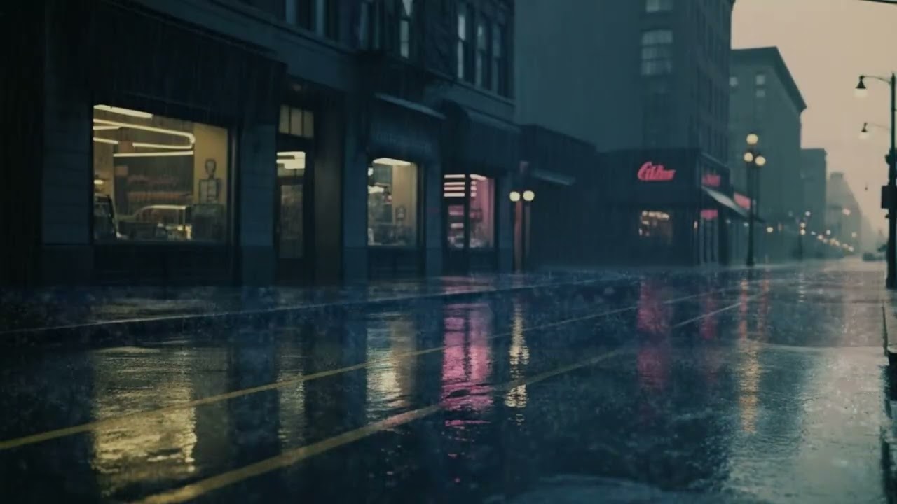 Rain on Empty Street at Night 🌧️ Relaxing Night Rain (3 Hours)