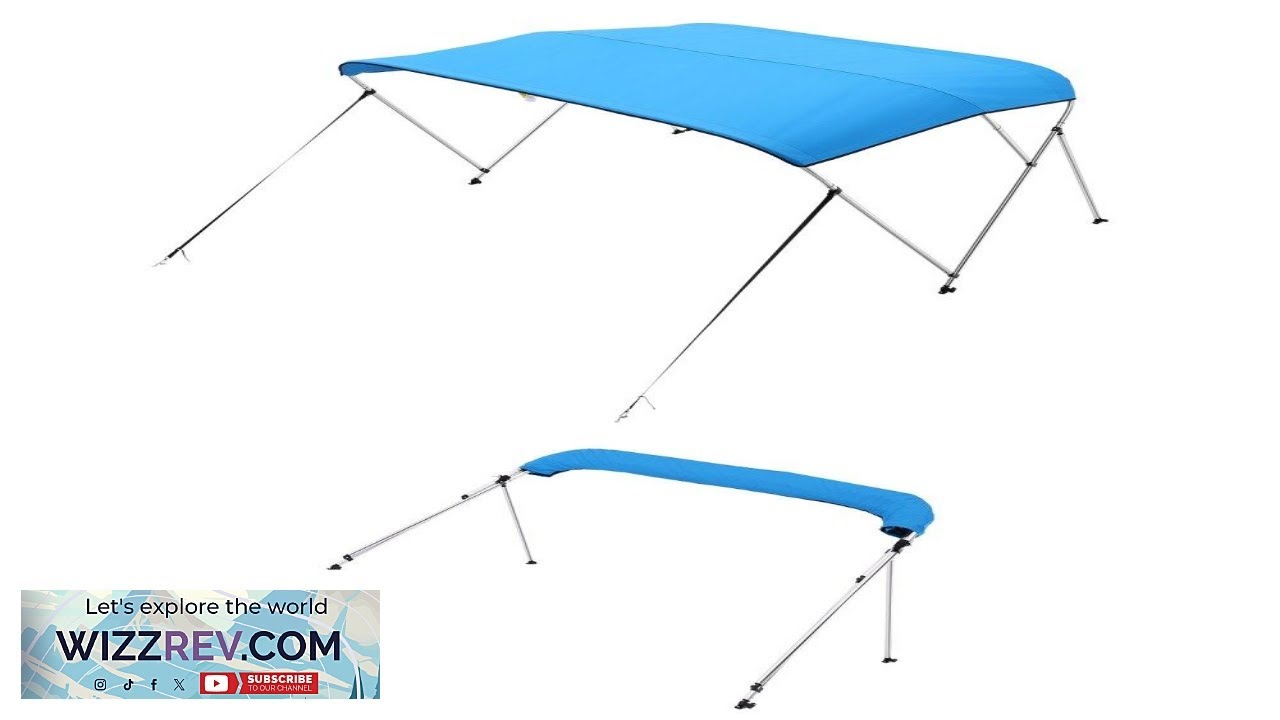 VEVOR 3 Bow Boat Bimini Tops 600D Polyester Canopy with Aluminum Alloy