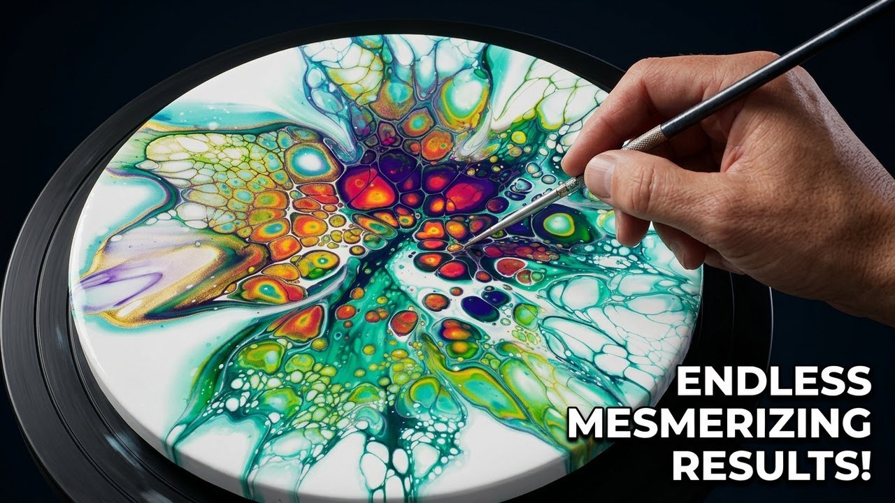 Abstract Acrylic Pouring Bloom - One Technique, Endless Mesmerizing Results!