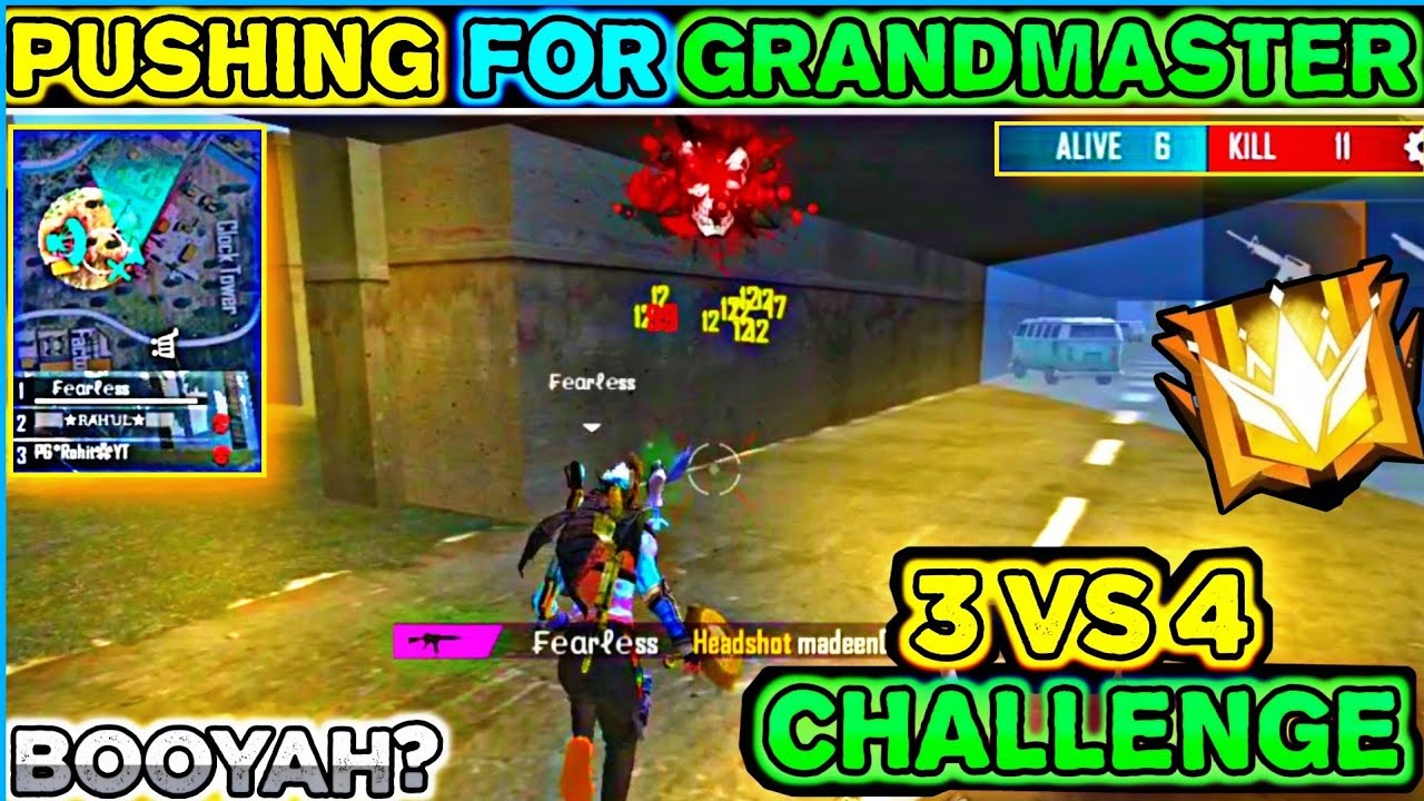 3 VS 4 Challenge In Grandmaster Hard Lobby -para SAMSUNGA3,A5,A6,A7,J2,J5,J7,S5,S6,S7,S9,A10,A20,A3
