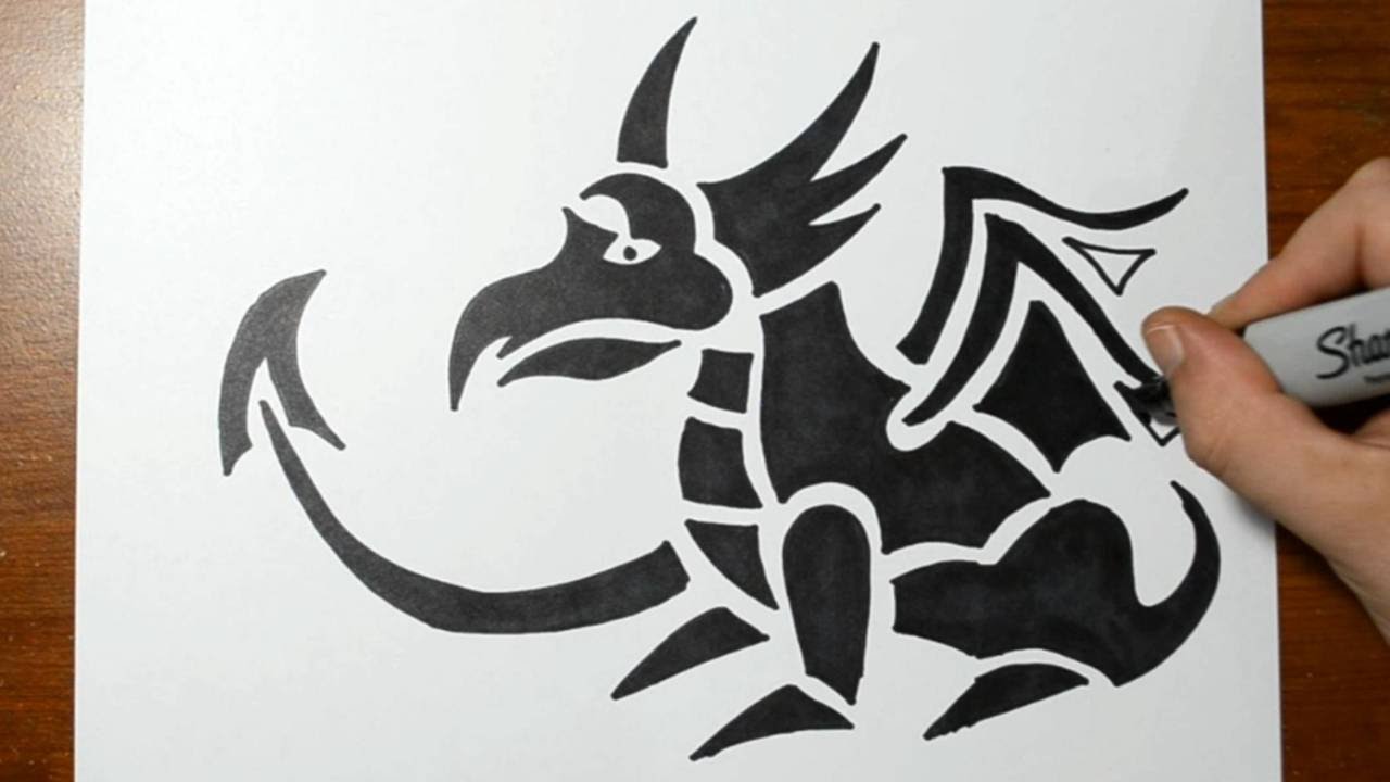 How to Draw a Cute Tribal Dragon