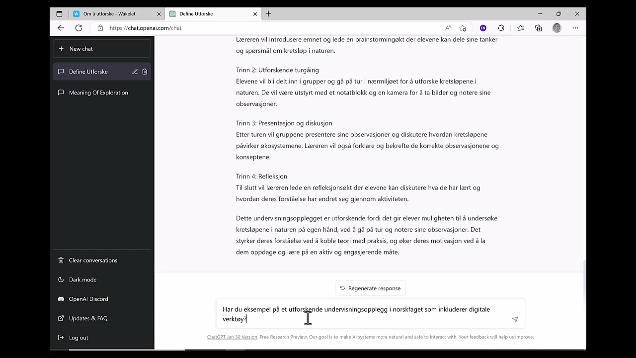 Hva sier ChatGPT om å utforske...