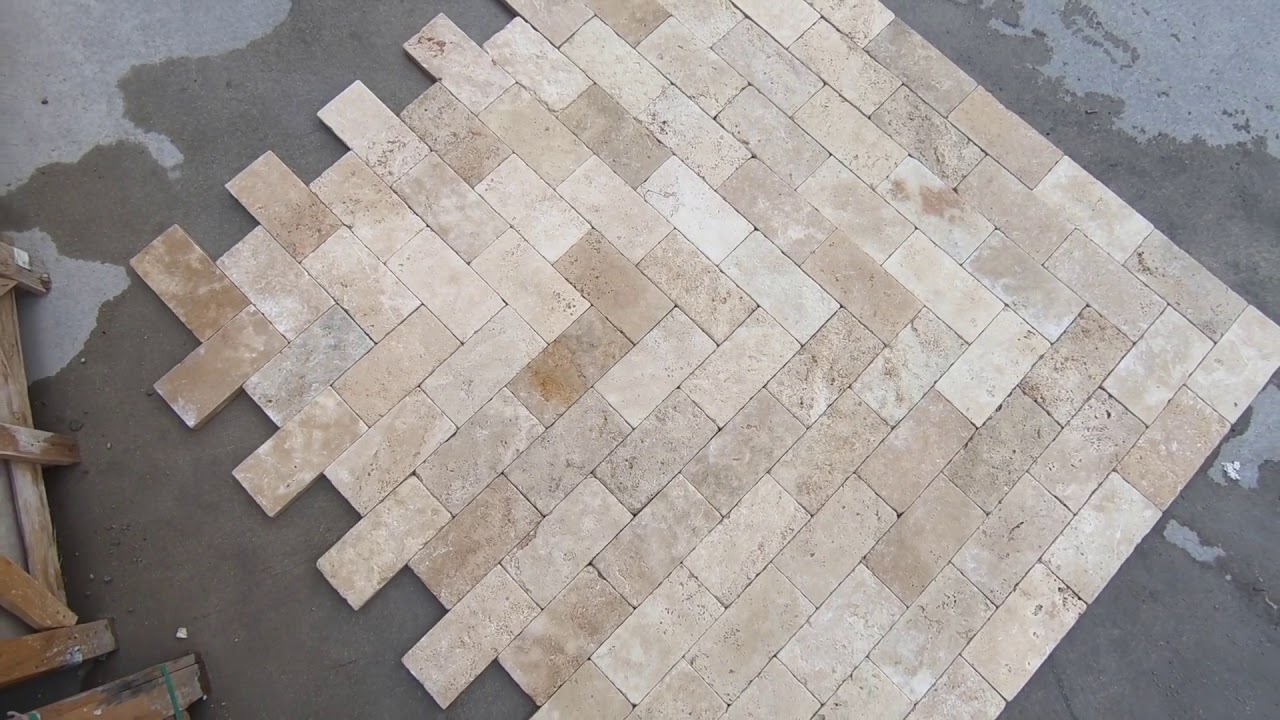 6x12 Travertine Beige Pavers Tumbled