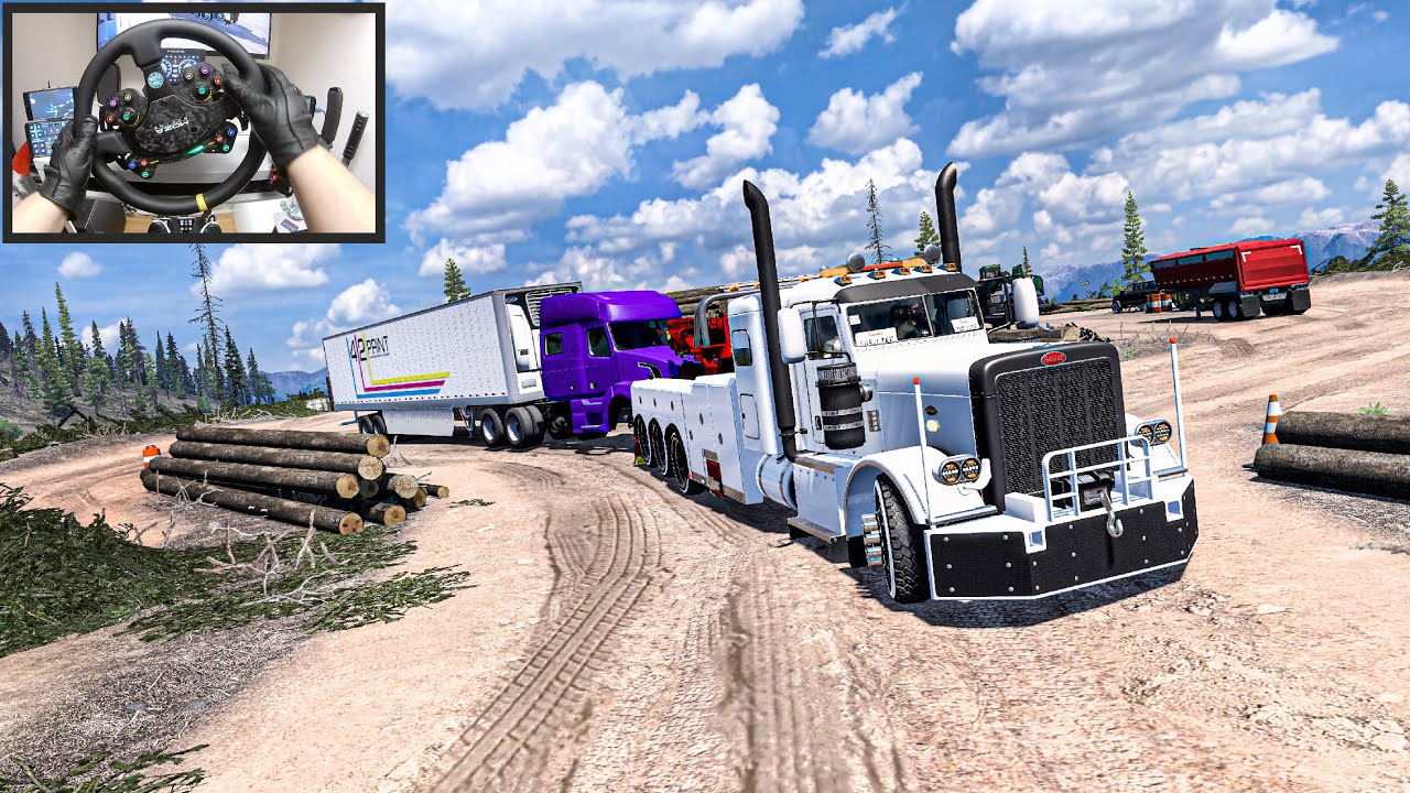 Massive Truck Towed with a Trailer! - American truck Simulator - Moza R9 Setup