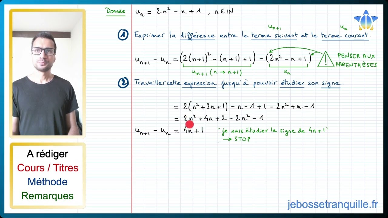 📝PDF | FICHE MÉTHODE | Etudier le sens de variation d'une suite