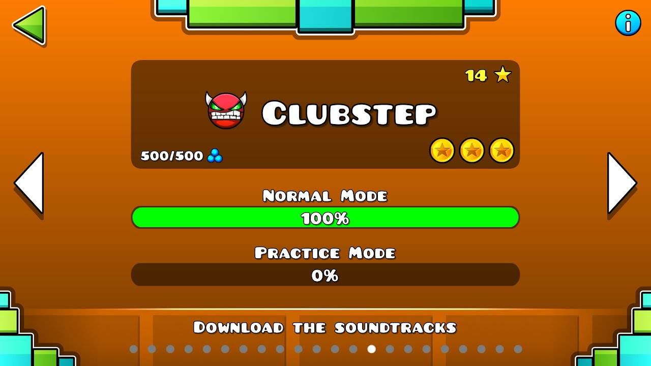 [Geometry Dash] Level 14 : Clubstep 100% Complete (All Coins)