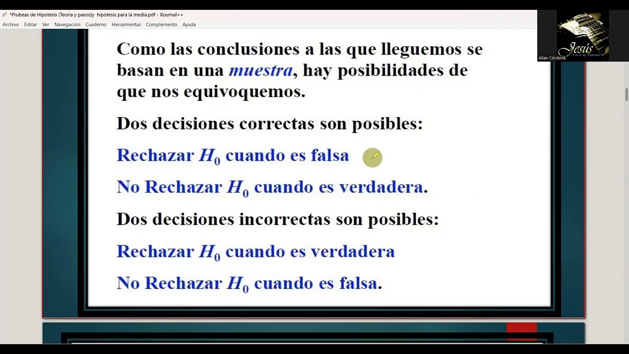 Video Explicacion: Pruebas de Hipótesis Teoria y PH para la media