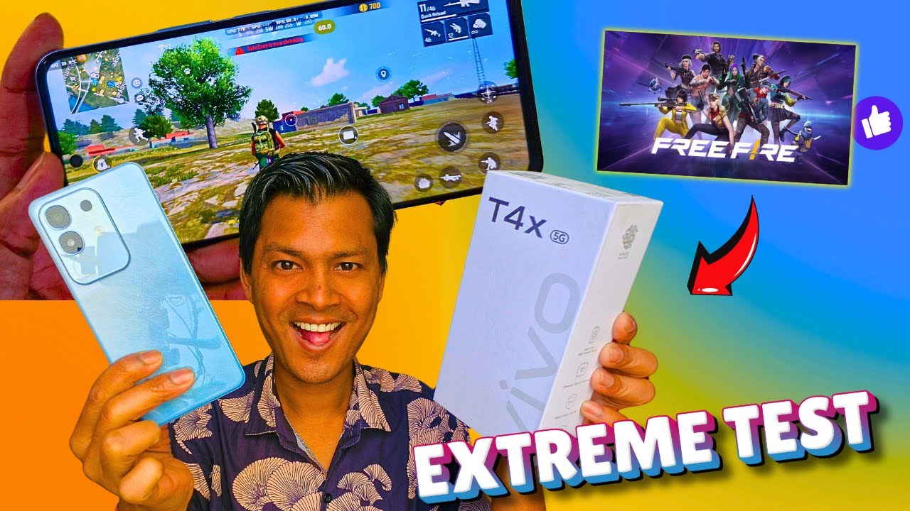 Vivo T4x 5G Free Fire Test with True FPS Meter High Graphics Test