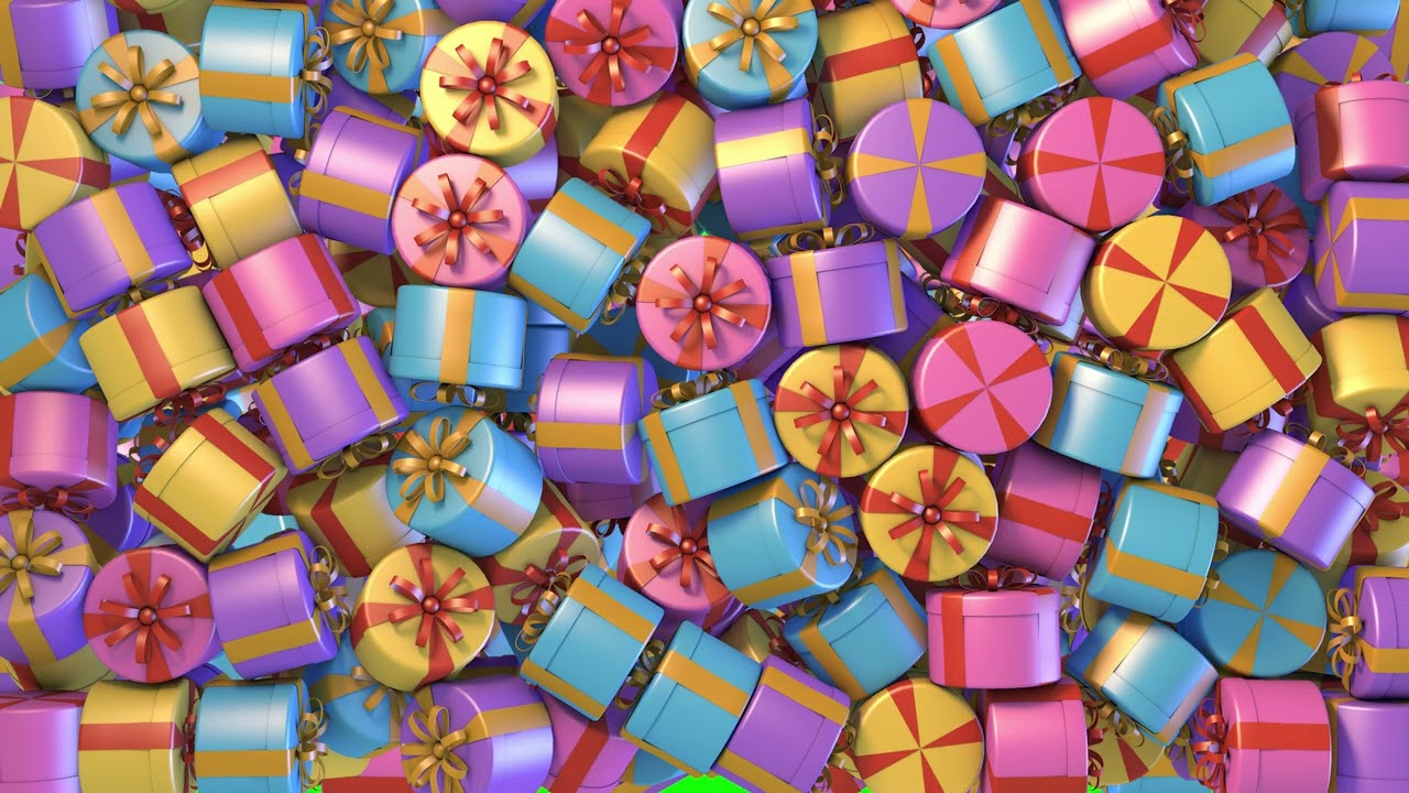 Gifts falling green screen