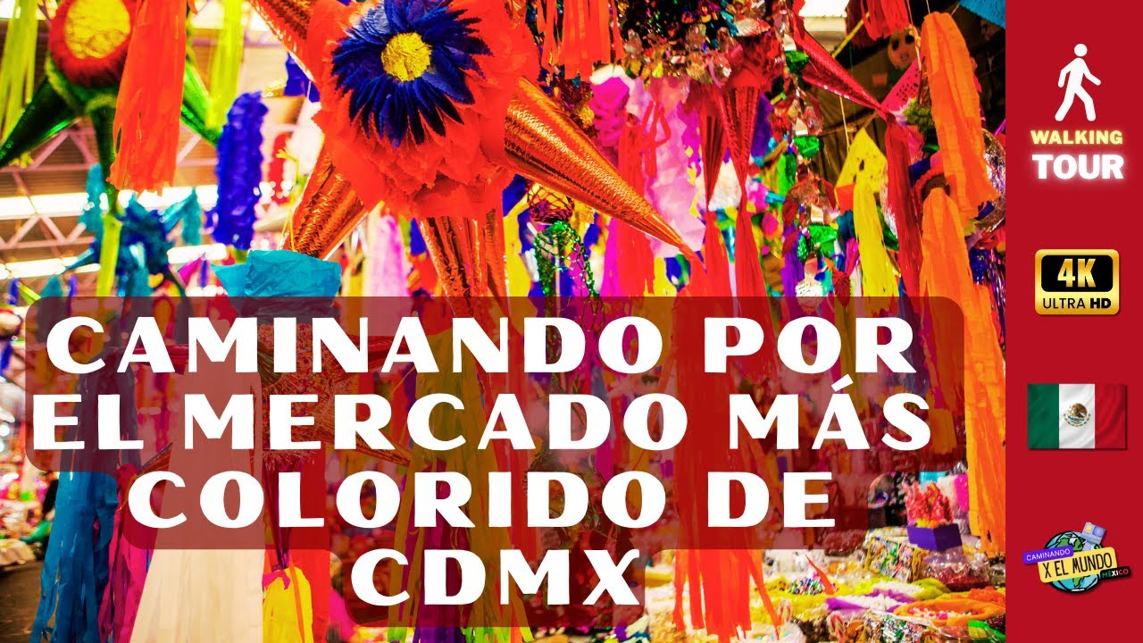 Caminando por Mercado de Jamaica en Navidad 🎄 | Piñatas, Flores y Luces | CDMX Night Walking Tour 4K