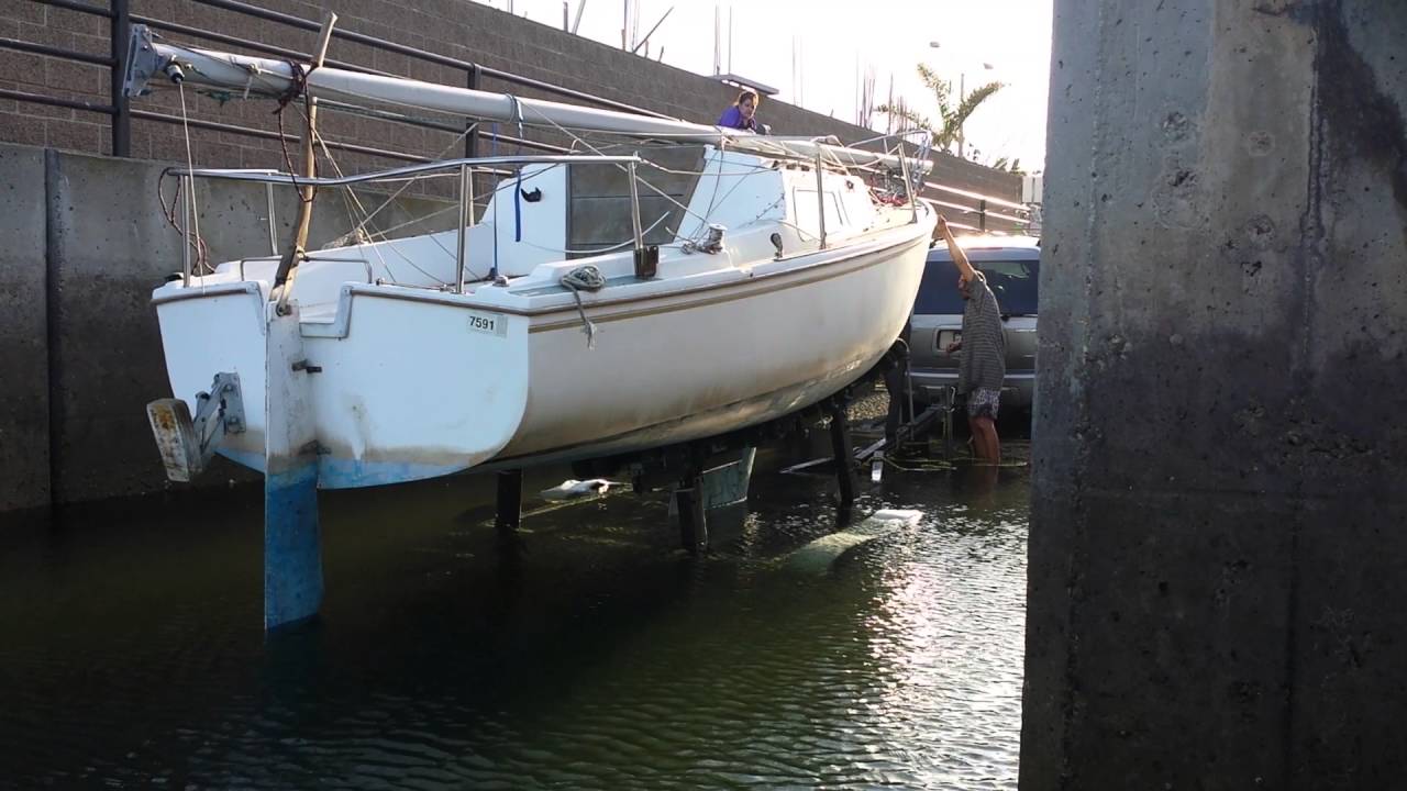 sail boat launch at shallow ramp