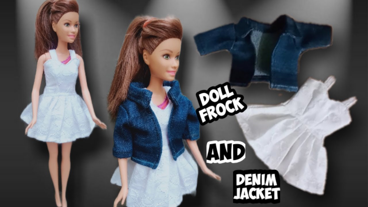 How to make mini doll frock and denim jacket|| Doll clothes ||A-Doll designer❤️