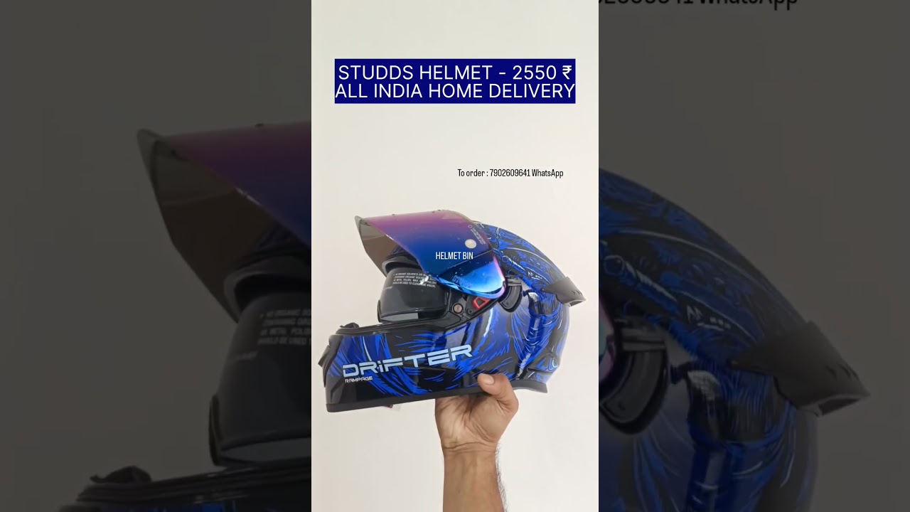 STUDDS DRIFTER D3 DECOR BLACK N1 RAMPAGE BLUE #helmet #rider #helmetshop #wearhelmet #motorcycle