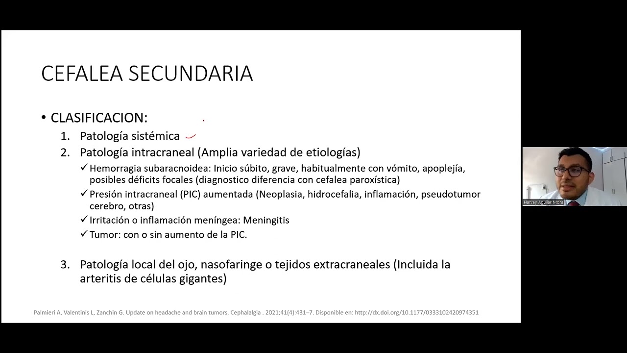 Cefaleas Primarias y Secundarias -  Dr. Harvey Misal Aguilar Mora