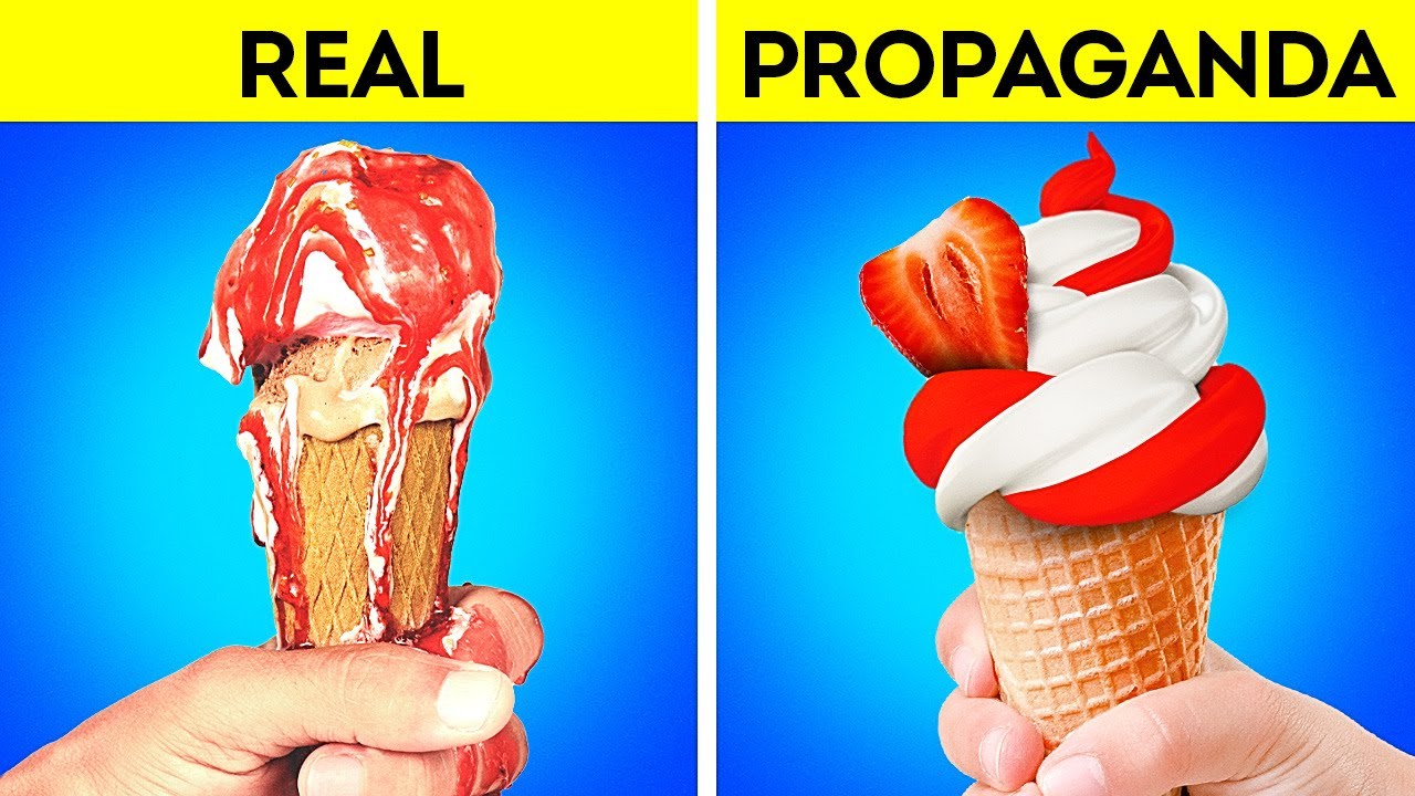 COMIDAS EM COMERCIAIS X NA VIDA REAL || TRUQUES FOTOGRÁFICOS DE ANÚNCIOS PUBLICITÁRIOS
