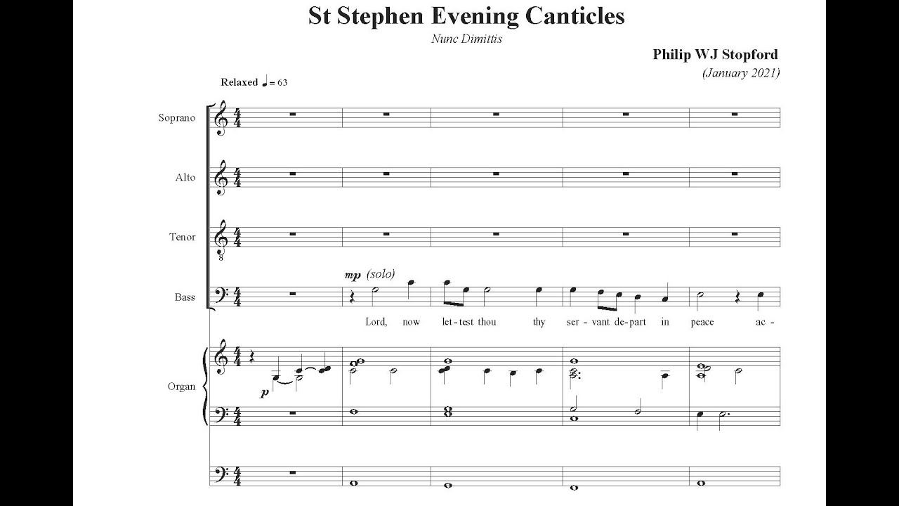 St Stephen Nunc Dimittis, Stopford Score