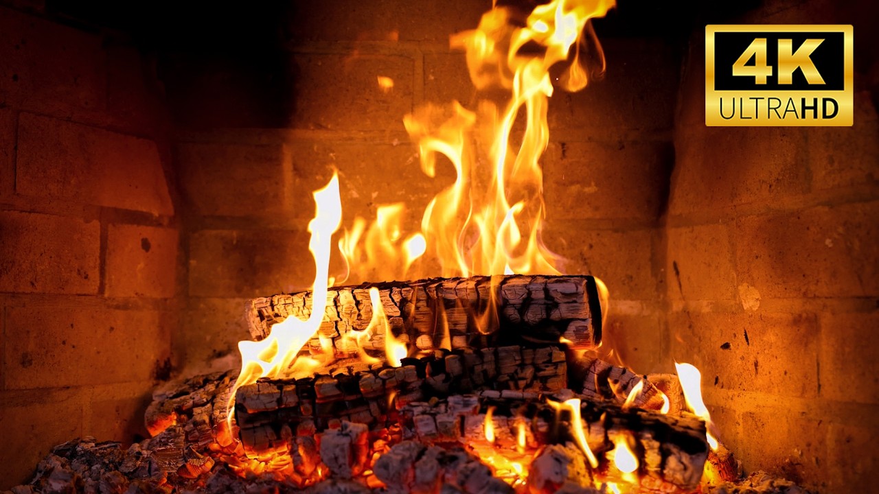 🔥 Calming Fireplace 4K | Warm Fire Ambience & Gentle Crackle