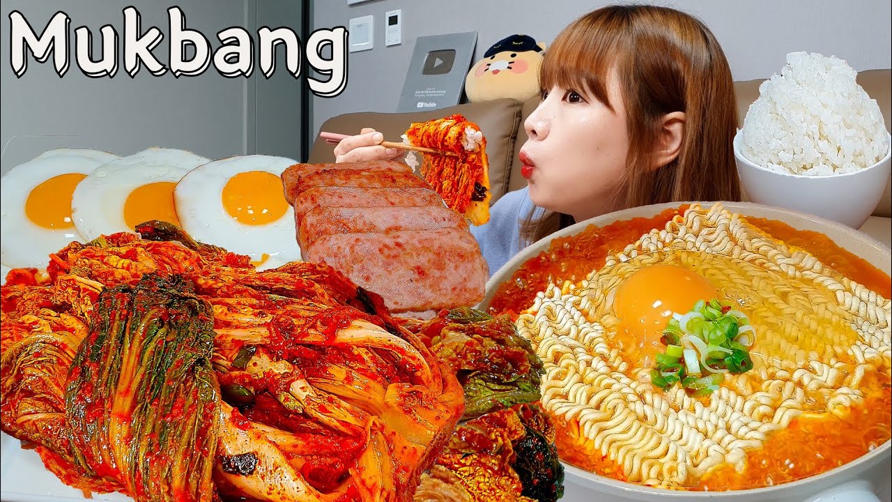 Sub)Real Mukbang-Готовим кимчи вместе с бабушкой🌶 Острый рамен🍜 Рис Спам Яйцо 🍳 ASMR КОРЕЙСКАЯЕДА