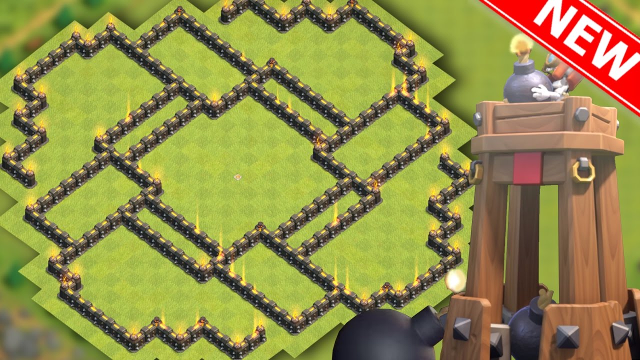 TOWN HALL 8 BEST HYBRID BASE w/BOMB TOWER (TH8 Hybrid/Farming) with Defense Replays! CoC 2016